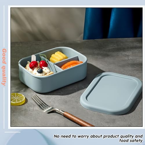 Layhit 27 oz Silicone Bento Box, 3 Compartment Leakproof Lunch Container
