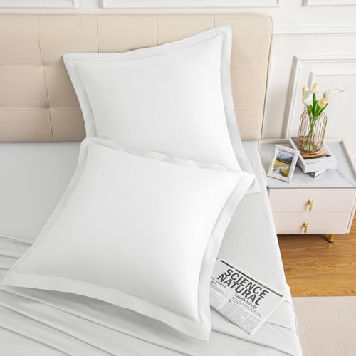 Homiest White Euro Sham Covers, 18x18 Inch Soft Microfiber Set of 2