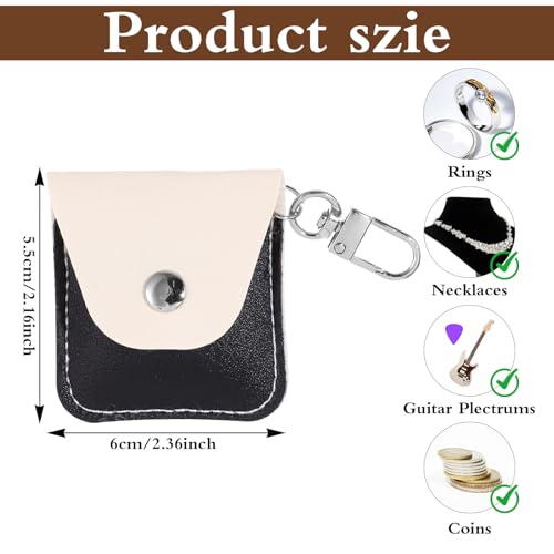 3PCS Leather Ring Holder Keychain - Compact Travel Jewelry Case