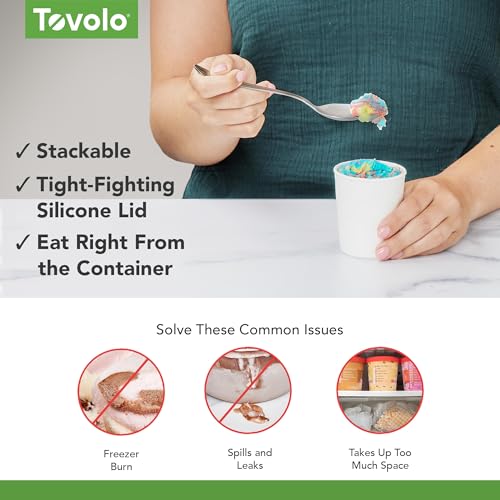 Tovolo 6oz Mini Ice Cream Containers Set of 4 - Reusable Food Storage with Silicone Lids