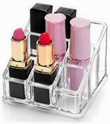 Sooyee 9-Slot Acrylic Lipstick Organizer - Clear Cosmetic Display Case