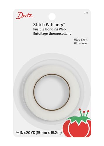 Dritz Stitch Witchery Fusible Bonding Web Ultra Light Weight 5/8" x 20 Yards White