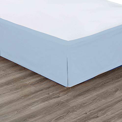 Queen Bed Skirt 14-Inch Drop Solid Light Blue Microfiber