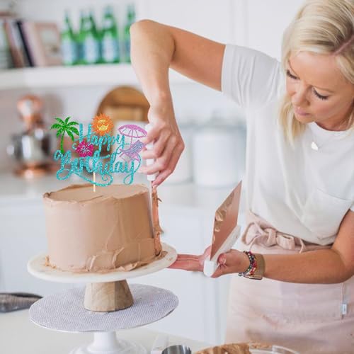 Tropical Hawaiian Luau Cake Topper | Glitter Palm Leaf Decoration
