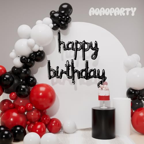Black Happy Birthday Balloons Banner 16 Inch Foil Letter Sign