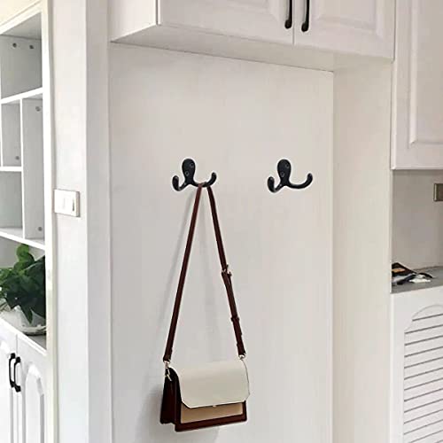 10pcs Black Heavy Duty Coat Hooks – Wall Mounted Double Robe Hooks