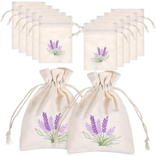 10 Pack White Canvas Sachet Bags with Drawstring for Storage