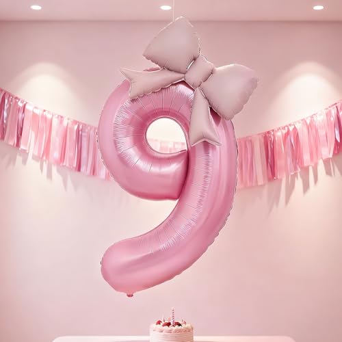 40 Inch Pink Number 9 Balloon - Giant Mylar Foil for Parties