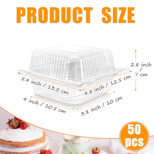 50 Pack Clear Plastic Clamshell Food Containers, Hinged Takeout Trays