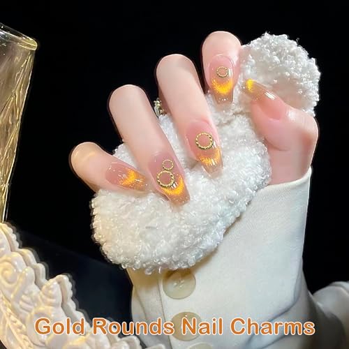 Gadjica 500Pcs Gold Metal Circle Nail Charms 3D Round Studs 3mm & 5mm