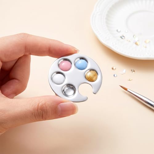 5-Pack Stainless Steel Nail Art Palette Ring Set for Polish Mixing