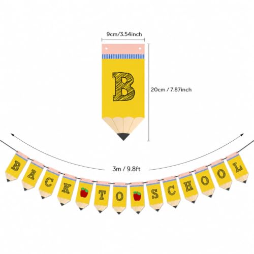 Pre-String Back to School Pencil Banner Decorations, 10FT Classroom Decor