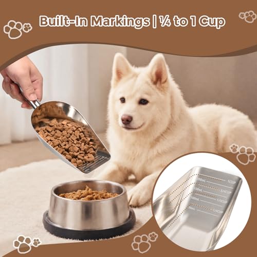 304 Stainless Steel Dog & Cat Food Scoop - 1 Cup Measuring Tool