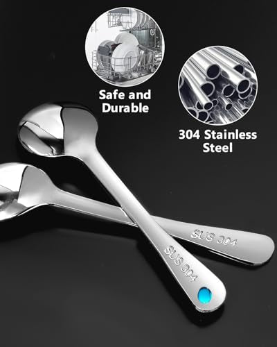 6PCS Mini Stainless Steel Spoons - 2.9 Inch Measuring Spoons for Spices & Sugar
