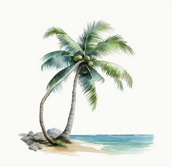 Tropical Beach Palm Tree Toilet Seat Decals - Waterproof Floral Design