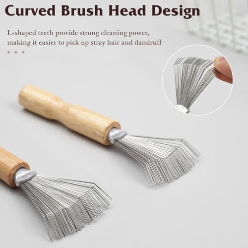 Zoolinn Mini Hair Brush Cleaner Set - 2PCS Wooden Handle Metal Wire Rake