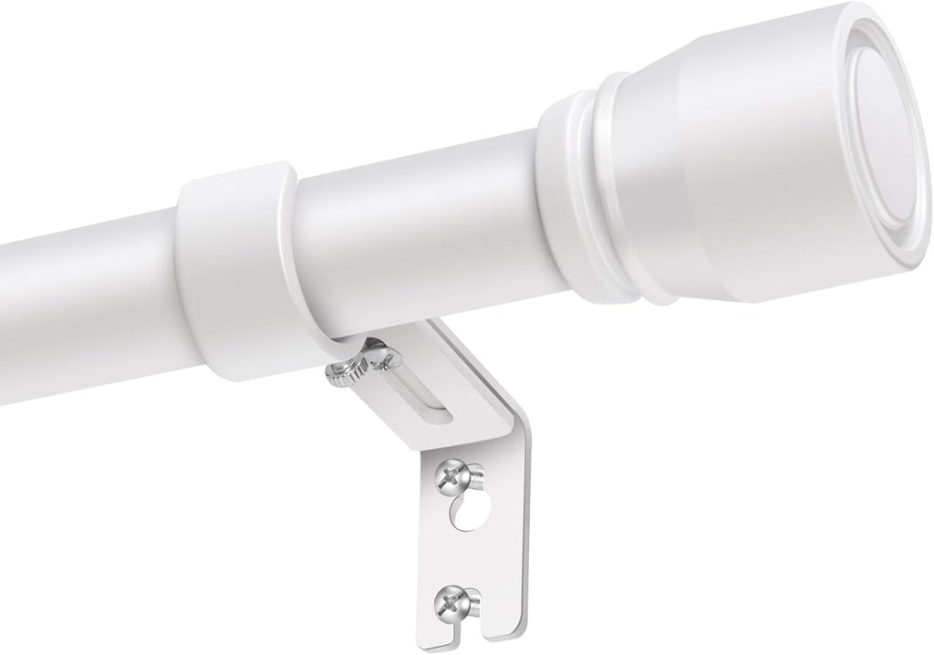 Skiennix 1” Diameter Adjustable Curtain Rod - Heavy Duty Matte White | Fits 30-54 Inch Windows
