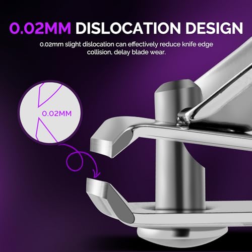 MelodySusie 2-in-1 Nail Clippers Set - Ultra Sharp Stainless Steel Fingernail and Toenail Cutter with Built-in File, Purple