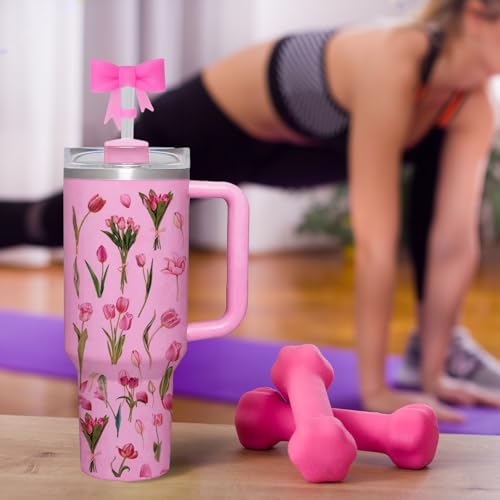 Waterproof Flower Stickers & Bow Straw Covers for Stanley Cup Tumblers