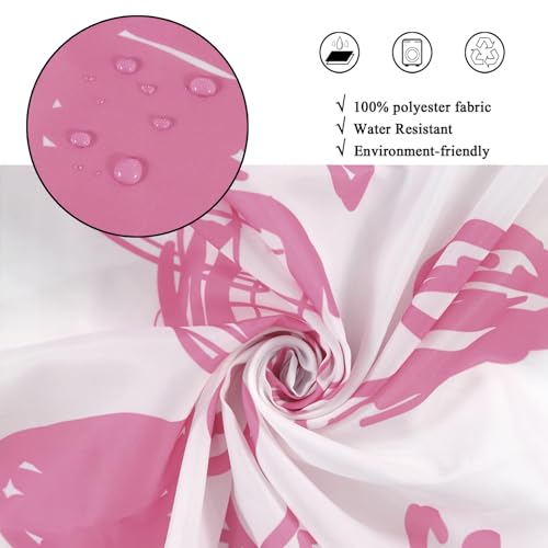 Pink Love Heart Shower Curtain - Waterproof Fabric, 72" x 72" with Hooks