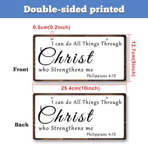 Christian Wall Decor Hanging Sign Philippians 4:13 Scripture Plaque