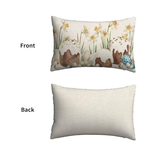 Easter Egg Pillow Covers 12x20 Inch, Set of 2 Spring Floral Cushion Cases