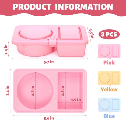 FACAJO 3-Piece Reusable Silicone Snack Containers - Dual Compartment