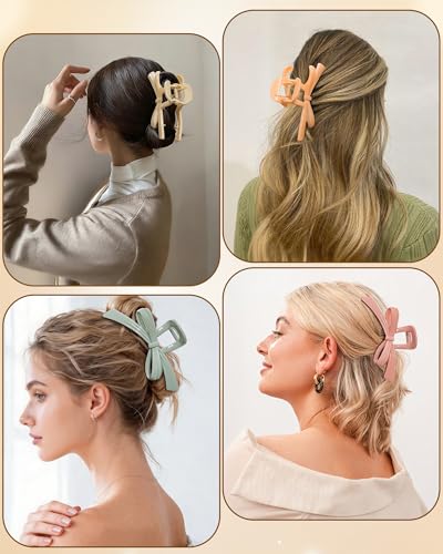 CHLINS 4 Pack Large Bow Hair Claw Clips 4.92 Inch Non-Slip