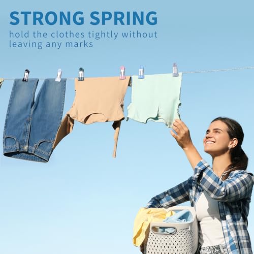 Colored Heavy Duty Stainless Steel Clothes Pins - 30 Pack