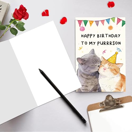 Romantic Cat Birthday Card - Cute Cuddling Cats Design #3