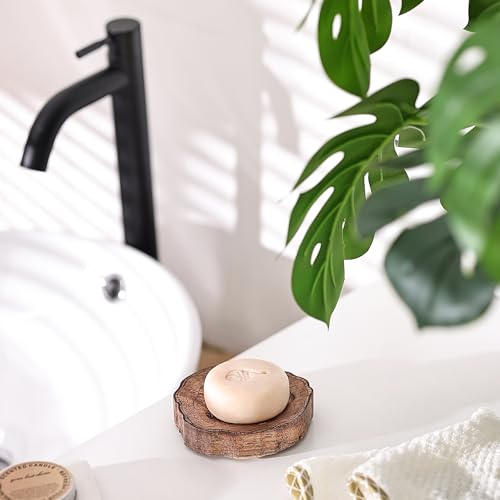 Acacia Wooden Soap Dish with Self Draining - Tree Ring 3.94" x 3.94"