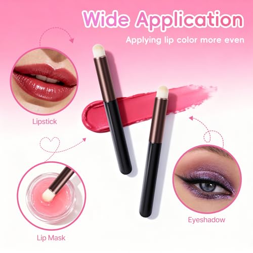 Gwxiq Round Tip Lip Brush Applicator Synthetic Makeup Brushes 3-Piece Set