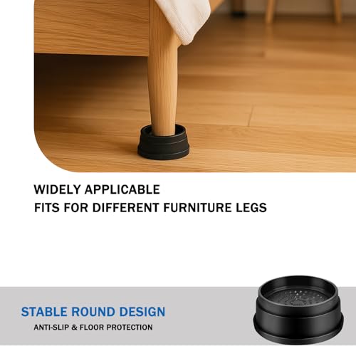ANNKUT 1 Inch Heavy Duty Bed Risers - Round Furniture Lifts, 4 Pack Black