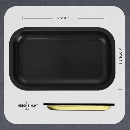 PYSEA Large Black Metal Tray with Magnetic Lid - 10.6 x 6.3 Inch Organizer