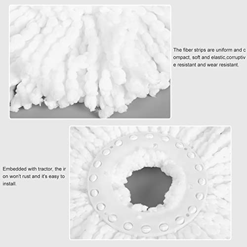 Glomora White Microfiber Spin Mop Head Replacement 360° Rotating Refill