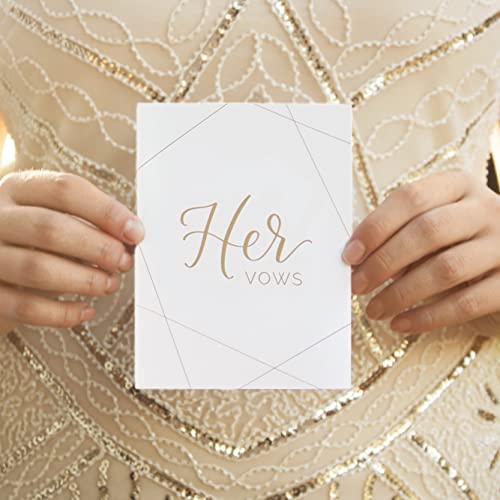 His & Hers Wedding Vow Books - Gold Geometric Keepsake Set