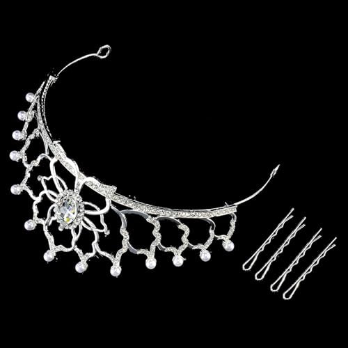 Silver Crystal Rhinestone Queen Tiara for Women Bridal and Birthday