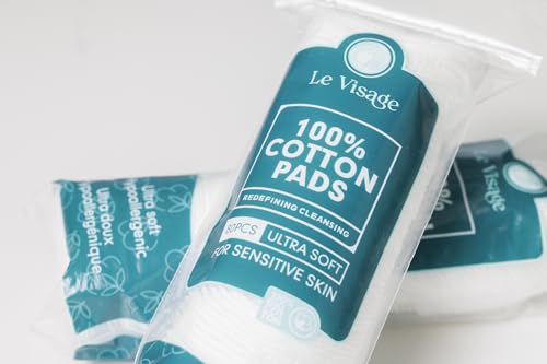 Le Visage Ultra-Soft 100% Cotton Rounds - 80 Pack Hypoallergenic Face Pads