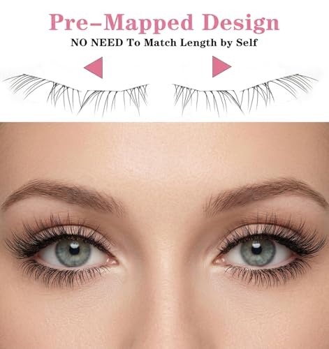 FRCTLNKG 80Pcs Lower Lash Clusters 5-7mm Clear Band Bottom Lashes