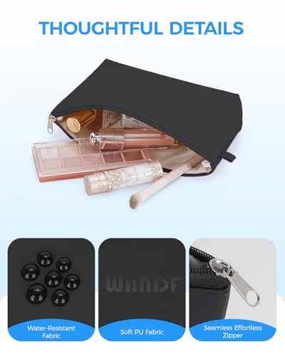 WANDF Small PU Leather Makeup Bag for Purse & Travel