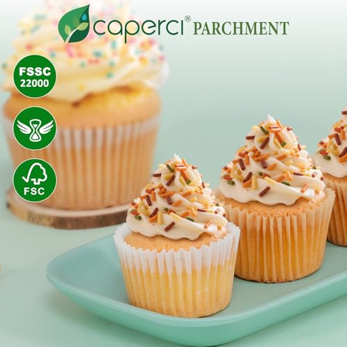 Caperci Natural Parchment Mini Cupcake Liners - 400pcs Non-Stick