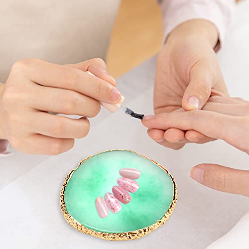 Mygeromon Resin Nail Art Mixing Palette and 15-Piece Brush Set Green