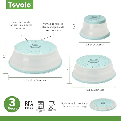 Tovolo 3-Piece Blue Haze Silicone Microwave Splatter Lid Set