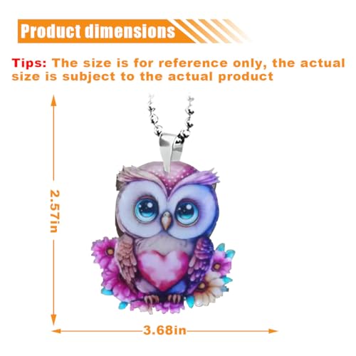 Cute Pink Owl Car Rearview Mirror Charm – Vibrant Hanging Pendant