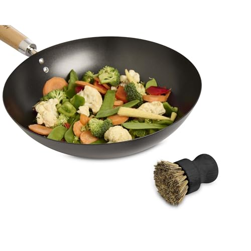 Helen’s Asian Kitchen Wok and Cast Iron Scrub Brush with Knob Handle