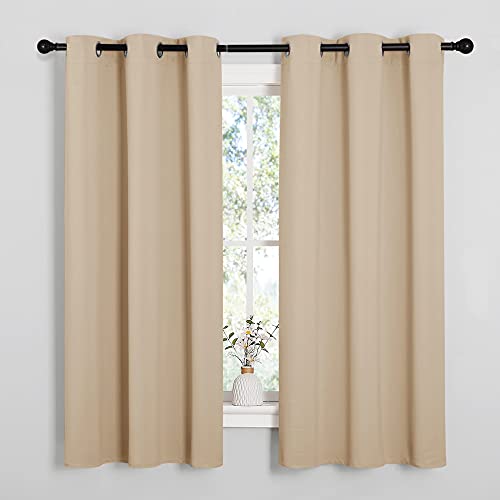 NICETOWN Beige Blackout Curtains - 42" W x 63" L, Pack of 2