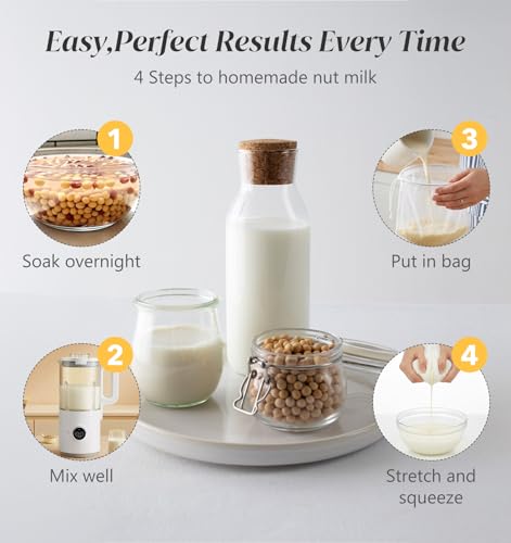 Reusable Nut Milk Bag Set - 6 Pack, 12x8 Inch Fine Mesh Strainer
