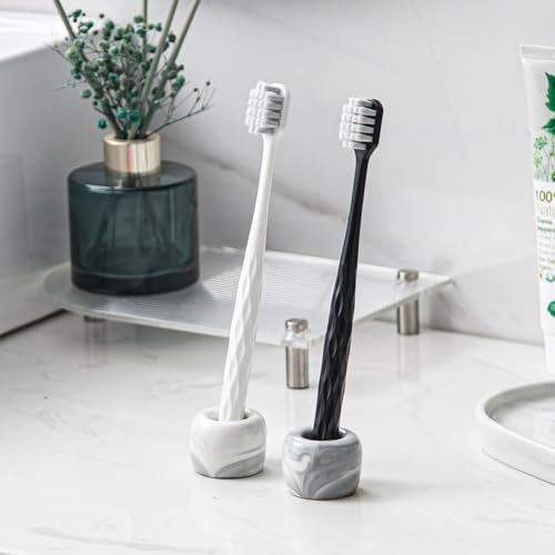 Yundu Ceramic Toothbrush Holder Set - Marble Design for Bathroom