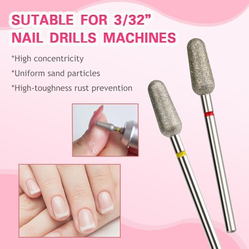 Cuticle Clean Nail Drill Bits 3/32 Inch 2Pcs Safety Peanut Shape