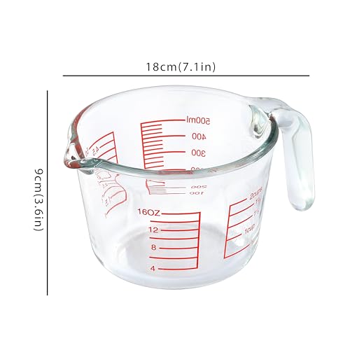 16 oz Glass Measuring Cup for Cooking & Baking - Heatproof Borosilicate